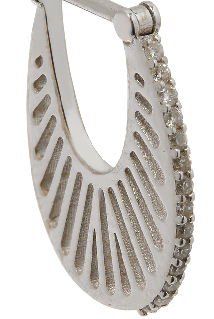 Flat Ray Size 2 Hoop Earrings, 18k White Gold & Diamonds